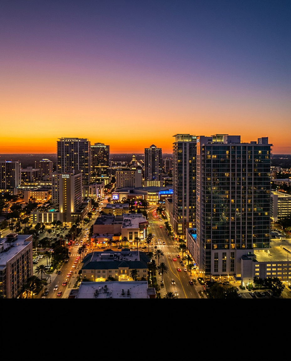 Orlando skyline at sunset